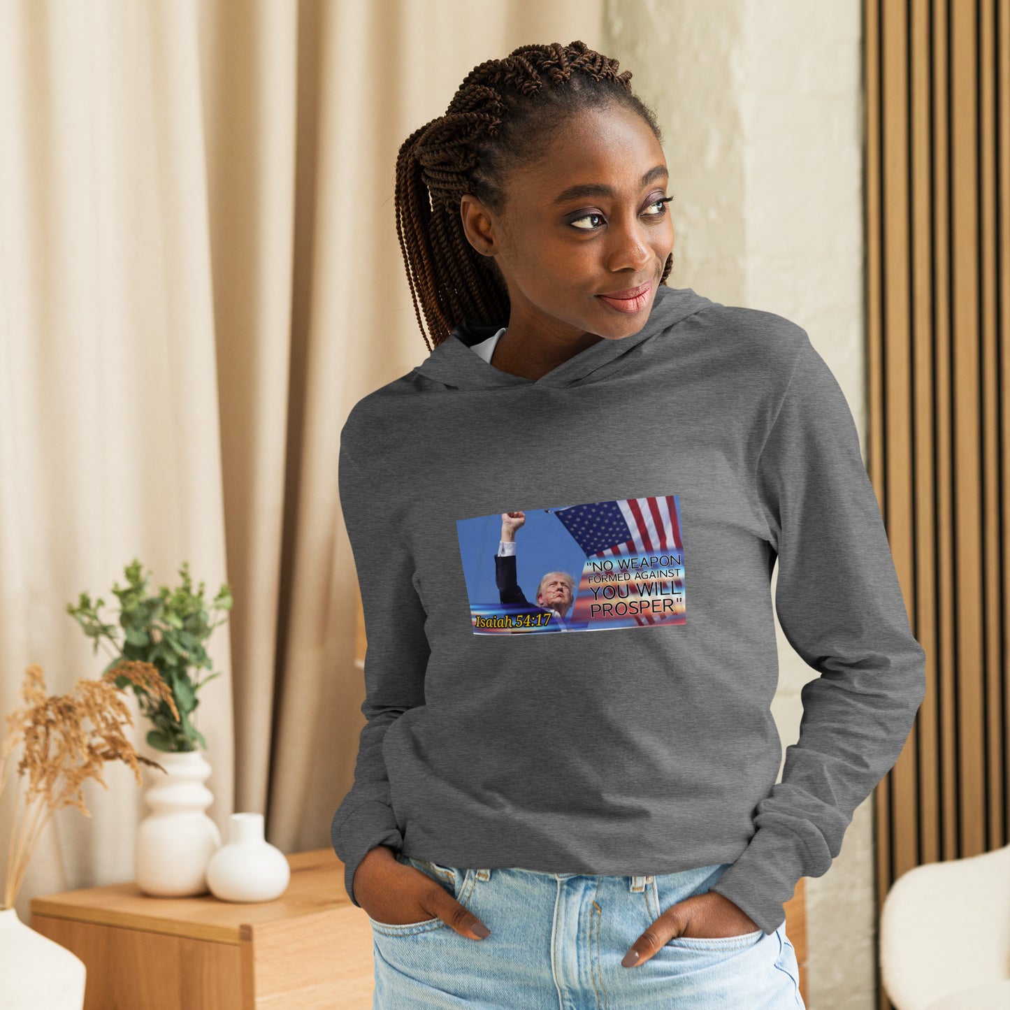 Trump 54:17 Ladies-Hooded long-sleeve tee