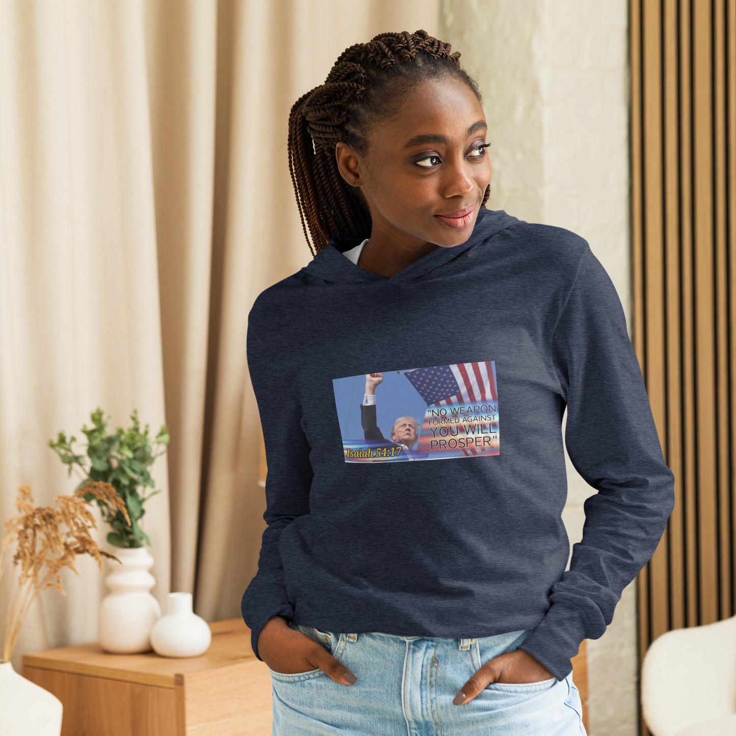 Trump 54:17 Ladies-Hooded long-sleeve tee