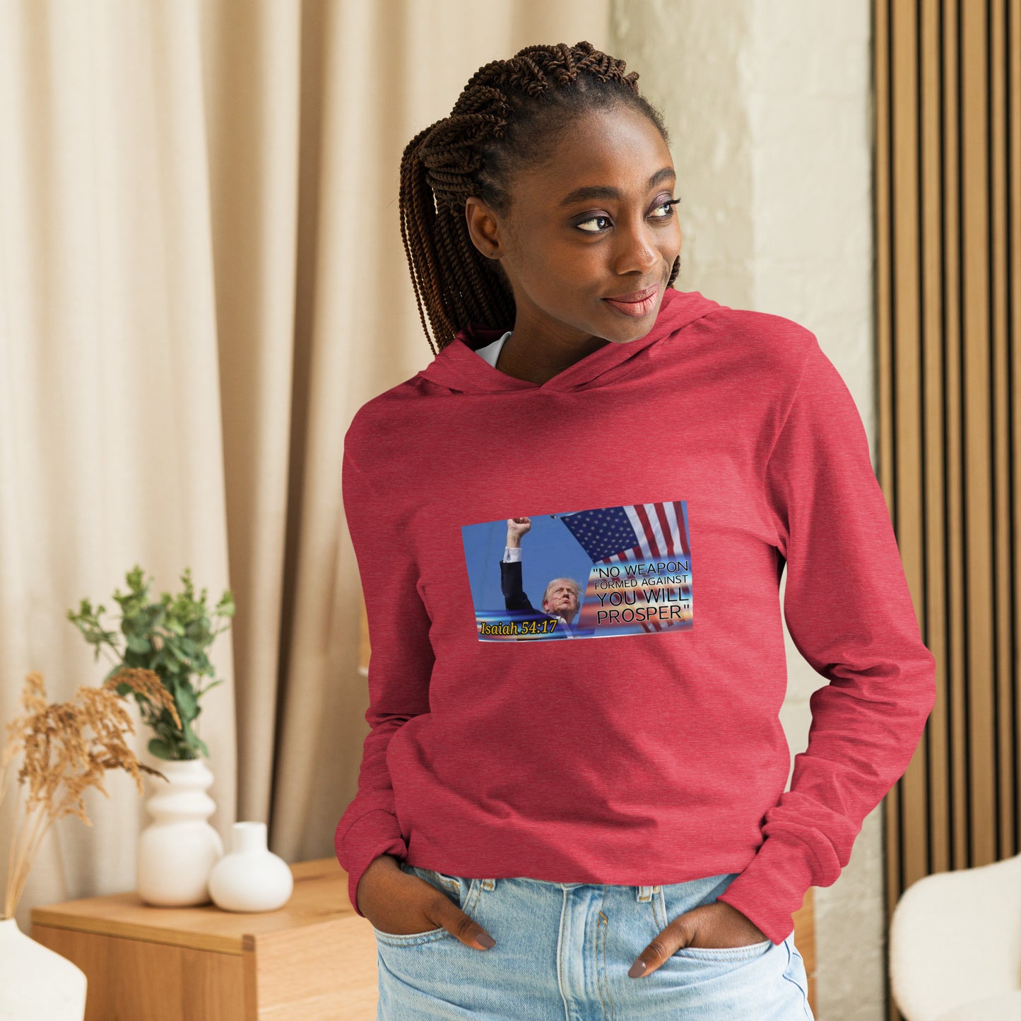 Trump 54:17 Ladies-Hooded long-sleeve tee