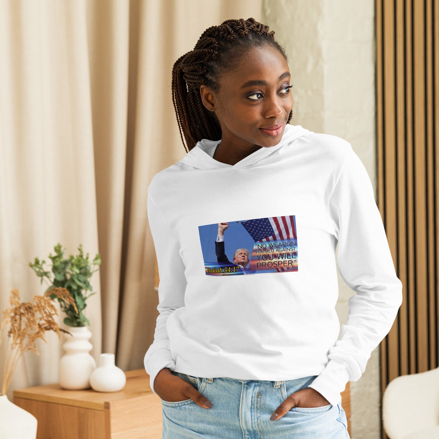 Trump 54:17 Ladies-Hooded long-sleeve tee